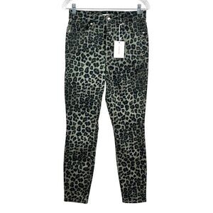 Good American Womens Jeans Leopard Animal Print Good Waist Crop Sage Sz 8/29*
